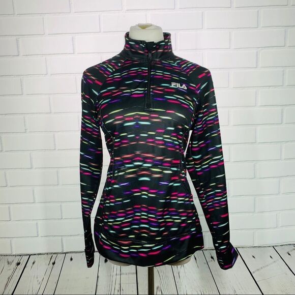 Fila Sport Black Multicolored Half Zip Pullover - Medium - Picture 3 of 10
